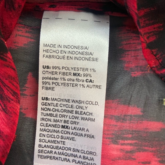 Chico's Sz 2 Red and Black Floral Sheer Blouse - Picture 11 of 12